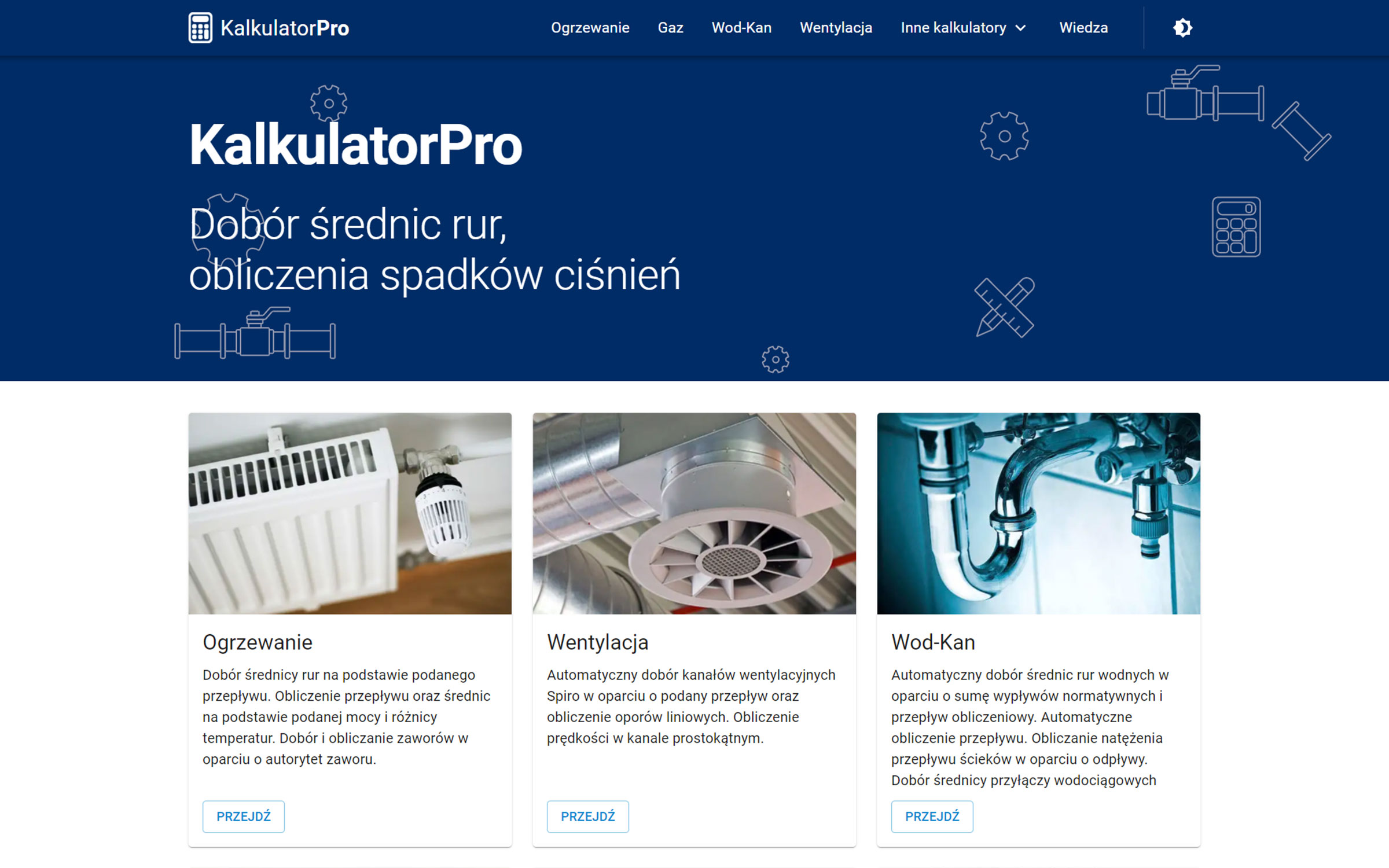 KalkulatorPro homepage before the redesign