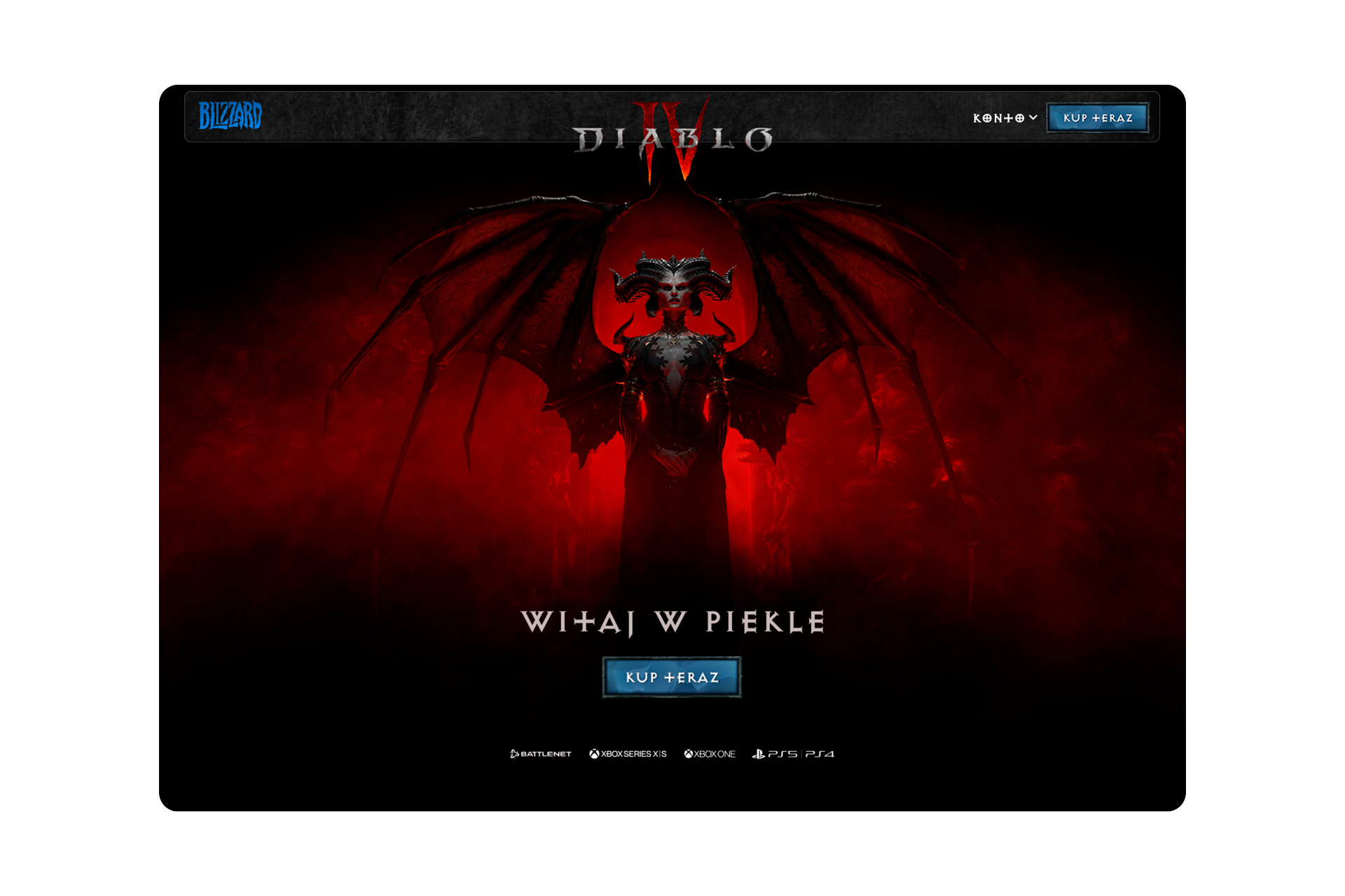 Diablo IV landing page shown on a laptop